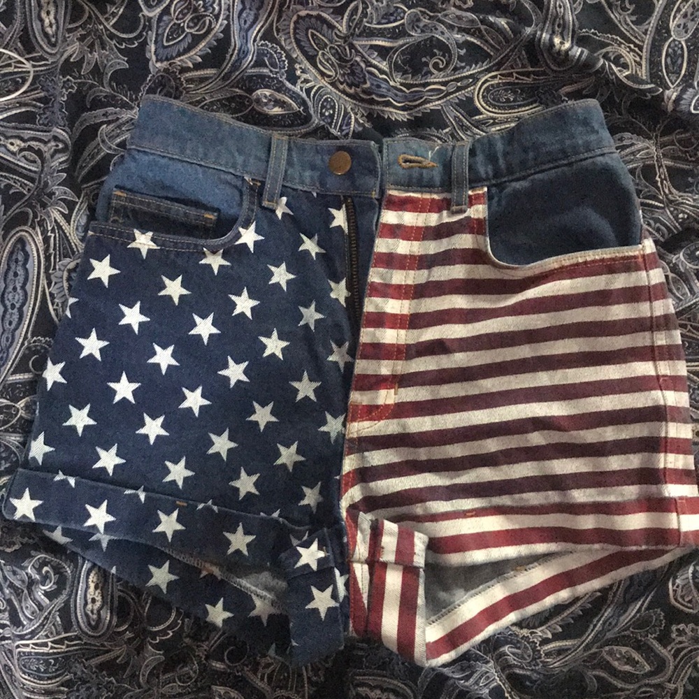 high waisted american flag shorts
